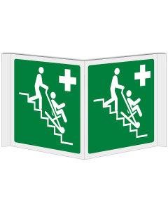 Panorama bord met evacuatie stoel ISO 7010
