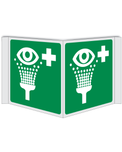 Panorama bord met pictogram oogdouche ISO 7010