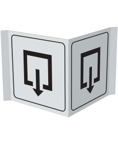 Wit panorama bord met pictogram voor aanduiden uitgang