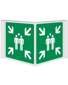 Panorama bord met pictogram verzamelplaats ISO 7010