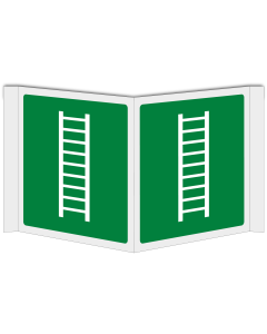 Panorama bord met pictogram vluchtladder ISO 7010