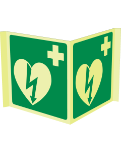 Fotoluminescerend panorama bord met pictogram AED - ILCOR