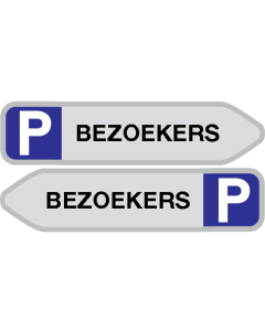 Parkeerbord met pijl "bezoekers" aluminium 850x200mm