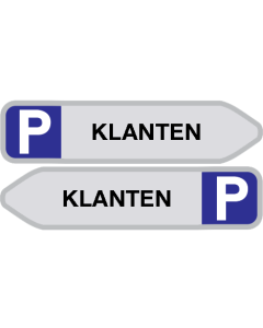 Parkeerbord met pijl "Klanten" aluminium 850x200mm