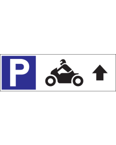 Parkeerbord "Motoren rechtdoor" Dibond 340x110mm