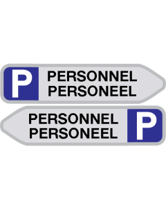 Parkeerbord met pijl "Personeel" aluminium 850x200mm