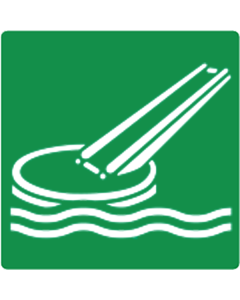 Bord met pictogram evacuatie glijbaan ISO 7010