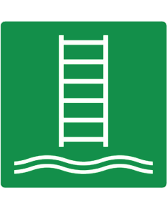 Sticker met pictogram inschepingsladder / vluchtladder ISO 7010