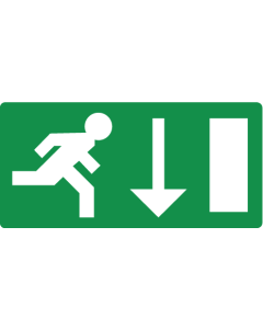 Sticker met pictogram nooduitgang naar beneden