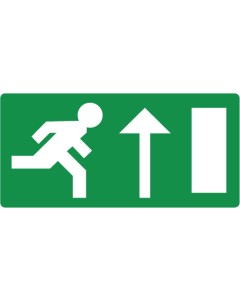 Bord met pictogram nooduitgang rechtdoor