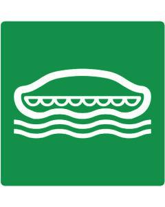 Bord met pictogram overlevingsboot ISO 7010