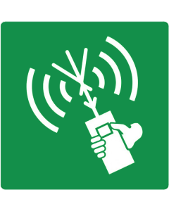 Bord met pictogram van een radiotelefoon ISO 7010