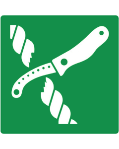 Sticker met pictogram mes reddingsvlot ISO 7010