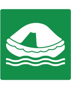 Sticker met pictogram reddingsvlot ISO 7010
