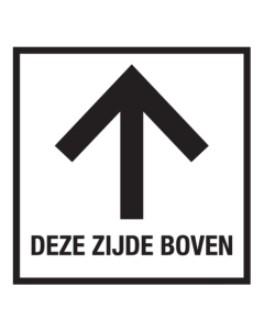 Sticker met pictogram en tekst Deze zijde boven