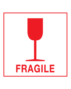 Sticker met pictogram en tekst Fragile