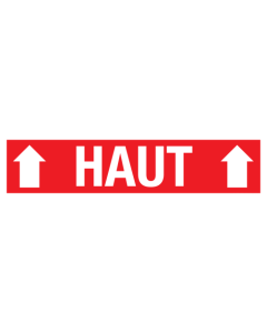 Sticker met pictogram en tekst Haut rood