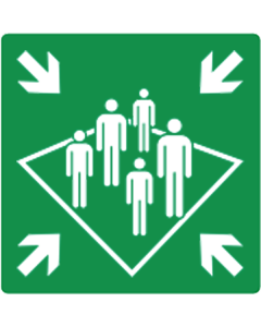 Sticker met pictogram verzamelplaats schip ISO 7010