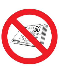 Sticker met pictogram Contant geld verboden (Raamsticker)