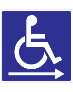 Raamsticker met pictogram voor aanduiden richting ruimte mindervaliden