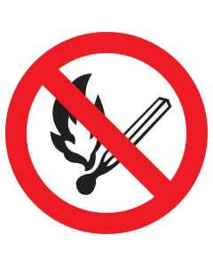 Sticker met pictogram Roken en open vuur verboden ISO7010 - P003 (Raamsticker)