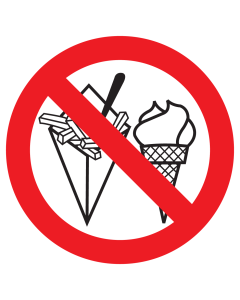 Sticker met pictogram Patat en ijs verboden (Raamsticker)