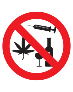 Sticker met pictogram Alcohol en drugs verboden (Raamsticker)