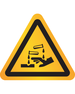 Reflecterende sticker met pictogram "Waarschuwing Bijtende Stoffen"