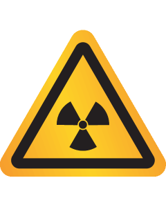 Reflecterende sticker met pictogram "Waarschuwing Radioactieve Stoffen"