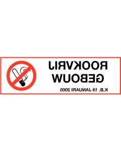 Sticker met pictogram en tekst Rookvrij gebouw (Raamsticker)