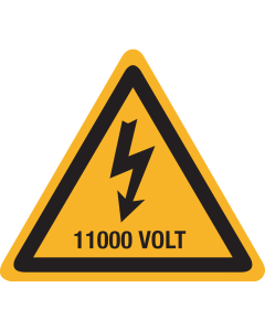 Sticker met pictogram / spanningsaanduiding "Waarschuwing 11000 volt" - ISO 7010 - W012