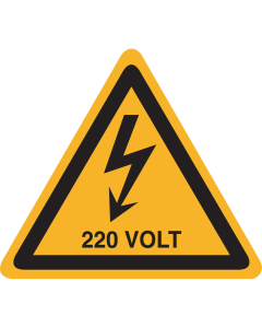 Sticker met pictogram / spanningsaanduiding "Waarschuwing 220 volt" - ISO 7010 - W012