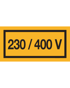 Sticker met tekst "230/400 Volt"