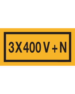 Sticker met spanningsaanduiding "3x400V+N"