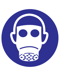 Blauwe sticker met pictogram om aan te duiden dat adembescherming verplicht is - ISO7010 - M017