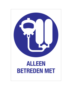 Sticker met pictogram en tekst om aan te duiden dat ademhalingsapparatuur verplicht is