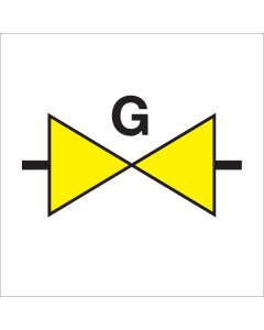 Sticker met pictogram voor aanduiding van een gasafsluiter