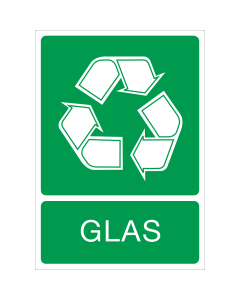 Sticker met pictogram voor het aanduiden van afvalscheiding en recycling van glas