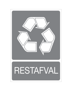 Grijze sticker met pictogram voor het recyclen en afvalscheiden van restafval