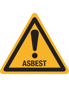 Sticker met tekst "Gevaar Asbest"