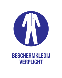 Sticker met pictogram en tekst om aan te duiden dat het dragen van beschermende werkkleding verplicht is - ISO7010 - M010