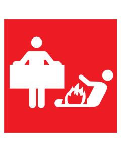 Sticker met pictogram van een branddeken