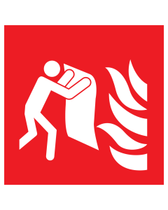 Sticker met pictogram van een blusdeken met vlam - ISO 7010 - F016