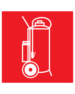 Sticker met pictogram van een mobiele brandblusser