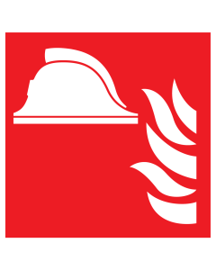 Sticker met pictogram van een brandweer helm met vlam