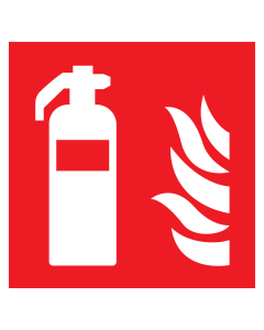 Sticker met pictogram van een brandblusser met vlam - ISO 7010 - F001
