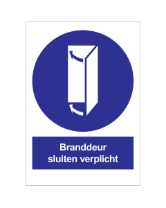 Sticker met pictogram en tekst Branddeur Sluiten