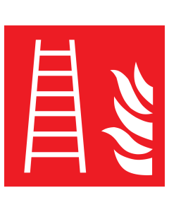 Sticker met pictogram van een brandladder in het rood met wit