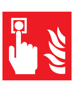 Sticker met pictogram van een brandmelder met vlam - ISO 7010 - F005