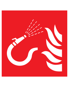 Sticker met pictogram van een brandslang met losse straalpijp